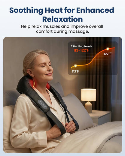 COMFIER Shiatsu Neck and Shoulder Massager with Heat,White Elephant Gifts for Adults,4D Deep Kneading Massage Pillow with Heat, Back Massager, Pillow Massage,Jet Black