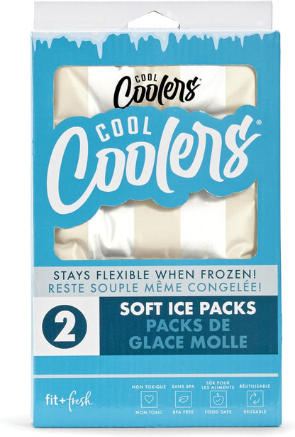 Cool Coolers by Fit & Fresh 2 Pack XL Soft Ice Packs for Cooler, Flexible Stretch Nylon, Lunch Box Ice Packs, Large Reusable Freezer Packs, Cornflower Blue