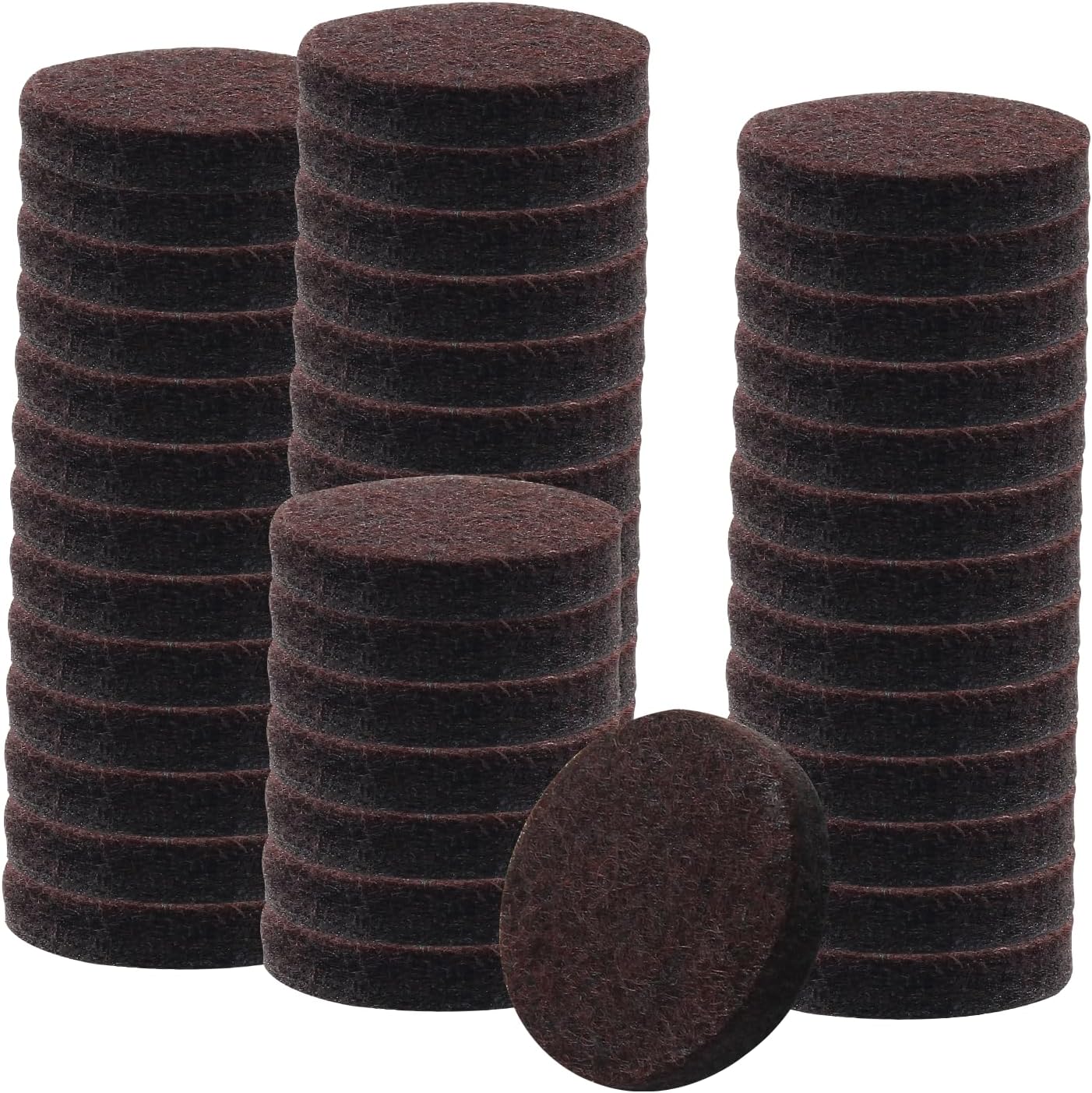 48 Pcs 1-1/2"/38mm Felt Furniture Pads Brown Round | Self Adhesive, 5mm Thick, Anti Scratch Floor Protectors, For Furniture Feet Chair Legs