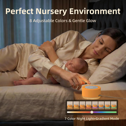 Kipcush White Noise Machine for Baby & Adults, 30 Soothing Sounds, Sleep Sound Machine with 8 Color Night Light, Memory Function, White Noise for Sleeping, Nursery, Office, Travel & Relaxation