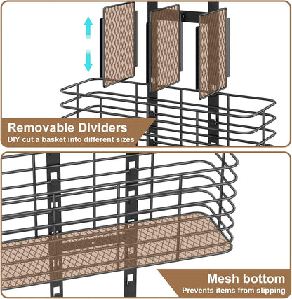 Yuyetuyo 7-Tier Over The Door Organizer, Shower Caddy Hanging &Wall Mounted Hair Tool Organizer/Hair Dryer Holder Adjustable, Behind Door Storage for Bathroom Bedroom Closet Cabinet Pantry Kitchen