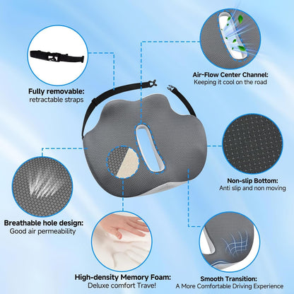 X-Large Truck Seat Cushion for Truck Drivers, Memory Foam Support