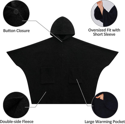 WDCOZY Wearable Blanket Hoodie Poncho Throw Comfy Soft Warm Cape Shawl Cozy Cloak Wrap Hooded with Sleeves For Women Adults