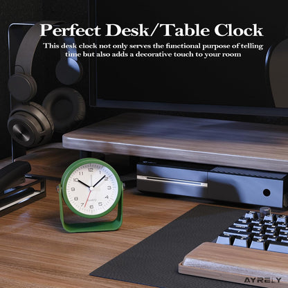 AYRELY® 3.5" Small Analog Travel Alarm Clock, Battery Operated Desk Clock | Cute Table Clock with Light, Adjustable Angle, Bedside, Bedrooms, Kids' Rooms and Living Room Decor (Orange)