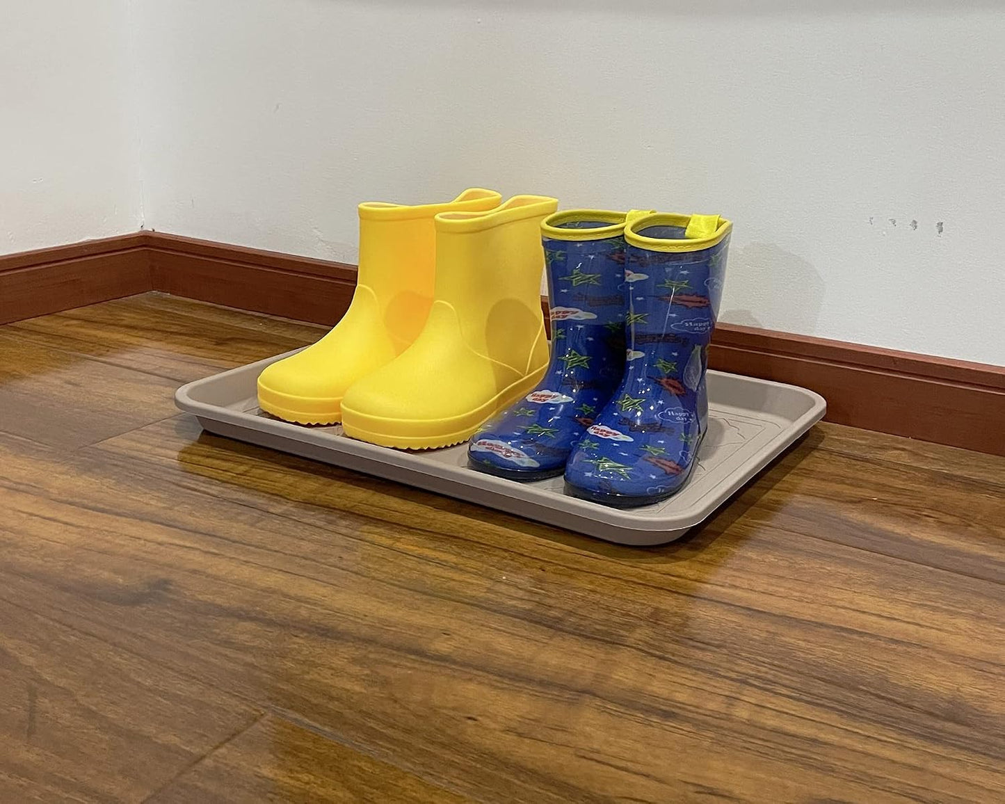 PetLike Boot Tray for Entryway Indoor, Pet Food Mat, 23 x 15.5 inch 2 Packs, Waterproof Rubber Shoe Tray for Indoor and Outdoor, Multi-Purpose Trays for Boots, Shoes, Pets, Garden