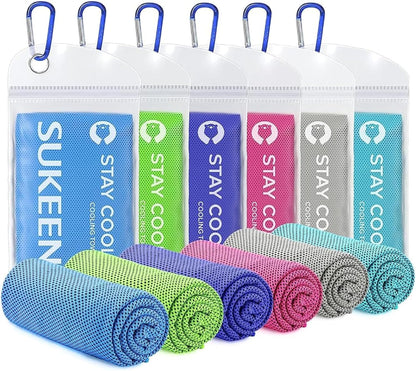 Sukeen Cooling Towels 6 Pack (40"x12"), Cooling Neck Wraps, Ice Towels, Microfiber Breathable Cooling Towel for Hot Weather, Sweat Towel for Gym, Sport, Running, Golf, Workout, Camping, Fitness
