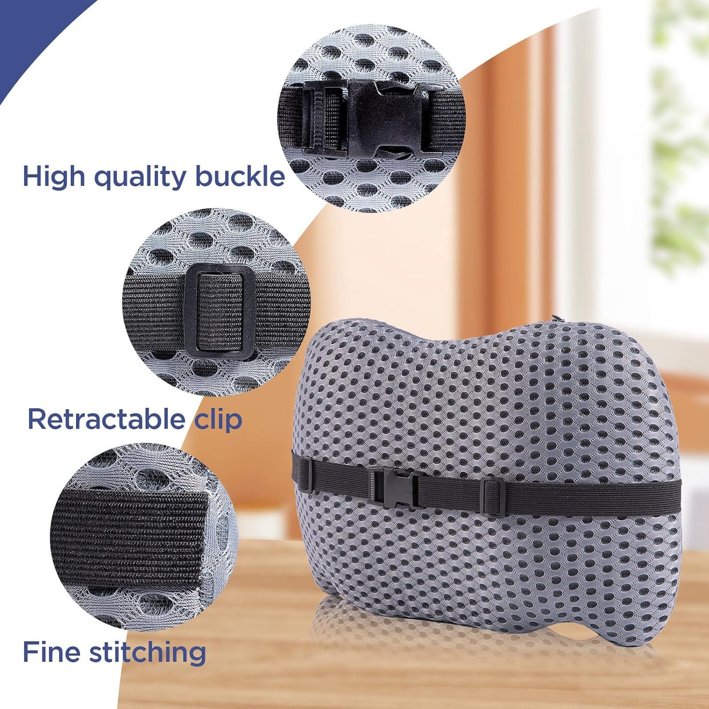 Lumbar Support Pillow for Office Chair, Memory Foam Car Back Cushion | Lumbar Pillow Lower Back with 4d Mesh Cover Adjustable Straps, Ergonomic Chair Back Pillow for Office, Car, Gaming Chairs
