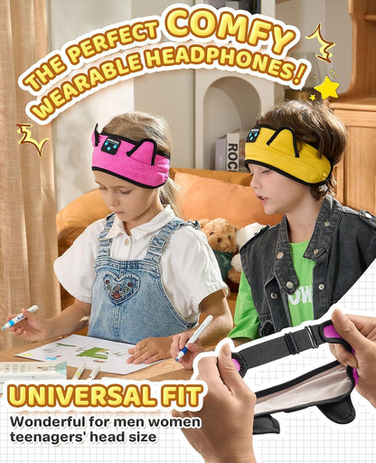 KIDSBAND Kids Bluetooth Headphones, Sleep Headband [Wireless & Wired Playback 2in1] Foldable Headphones for School/Travel/Tablet/Sleep