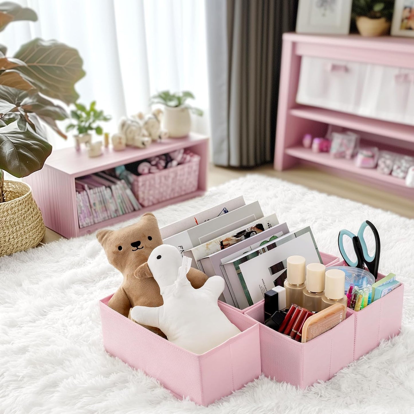 Drawer Organizer Clothes, 10 Pack Dresser Organizer for Baby Clothes, Underwear, Sock- Foldable Closet Organization and Storage Dividers Bins for Nursery, Bedroom (Beige)