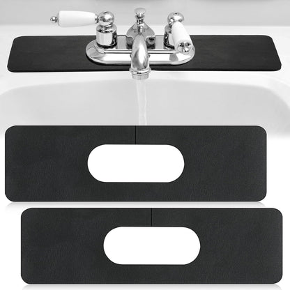 Tioncy 2 Pcs Faucet Mat Sink Splash Guard Oval-hole Oval Splash Pad for Kitchen Sink Oval Base Diatomite Faucet Mat for Bathroom Absorbent Mat Splatter Screens(Dark Gray)