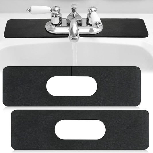Tioncy 2 Pcs Faucet Mat Sink Splash Guard Oval-hole Oval Splash Pad for Kitchen Sink Oval Base Diatomite Faucet Mat for Bathroom Absorbent Mat Splatter Screens(Dark Gray)