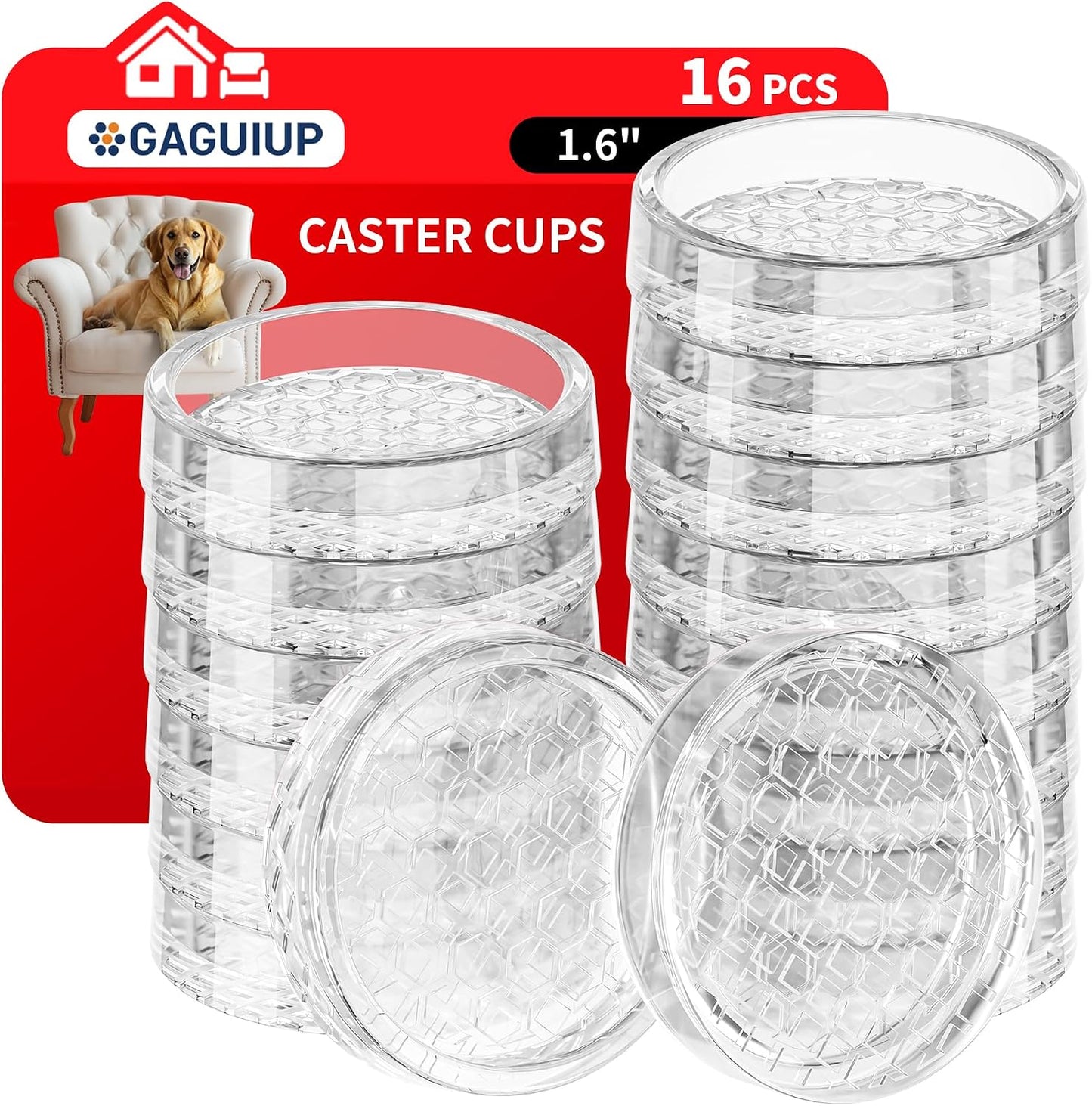 Non Slip Furniture Pads for Hardwood Floors - 12PCS 2" Caster Cups, Round | Furniture Stoppers to Prevent Sliding, Anti Slip Furniture Coasters Cup, Floor Protectors for Furniture Bed Couch Chair,Black