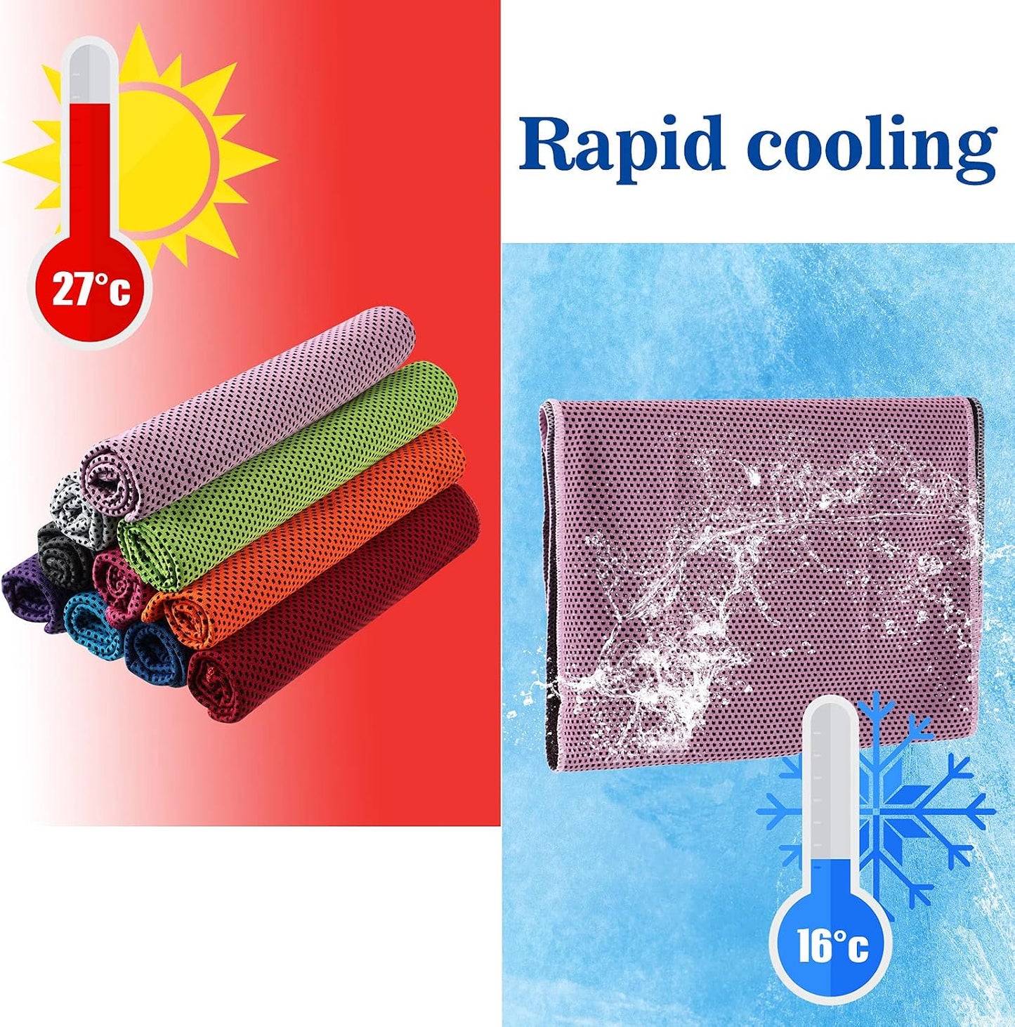 BBTO Cooling Towel Microfiber Ice Cool Cold Sport Face and Neck Soft Breathable Chilly Sweat Towel for Yoga Gym Workout Hot Weather Camping Running, 32 x 12 Inches