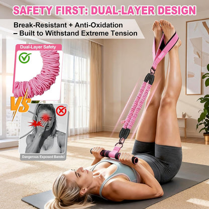 Foot Pedal Resistance Bands with Handles, Multifunction Elastic Yoga Exercise Bands, Home Gym Fitness Equipment for Women & Men to Tone Abs, Core, Legs, Arms, Waist
