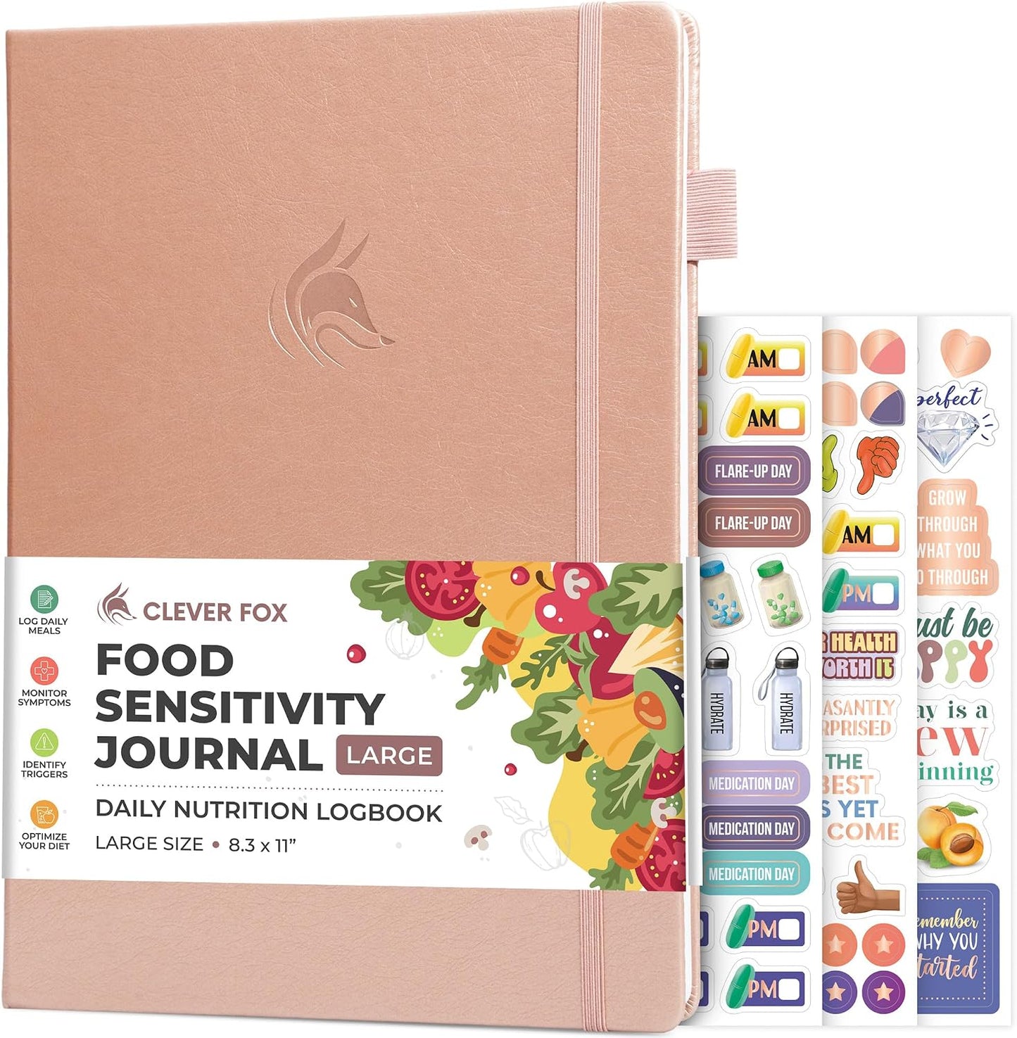 Clever Fox Food Sensitivity Journal & Symptom Diary, 8.5x11 Purple | Simple tracker log book for adults & kids, Intolerance, allergy, elimination diet, diabetic, IBS, low fodmap, food & poop
