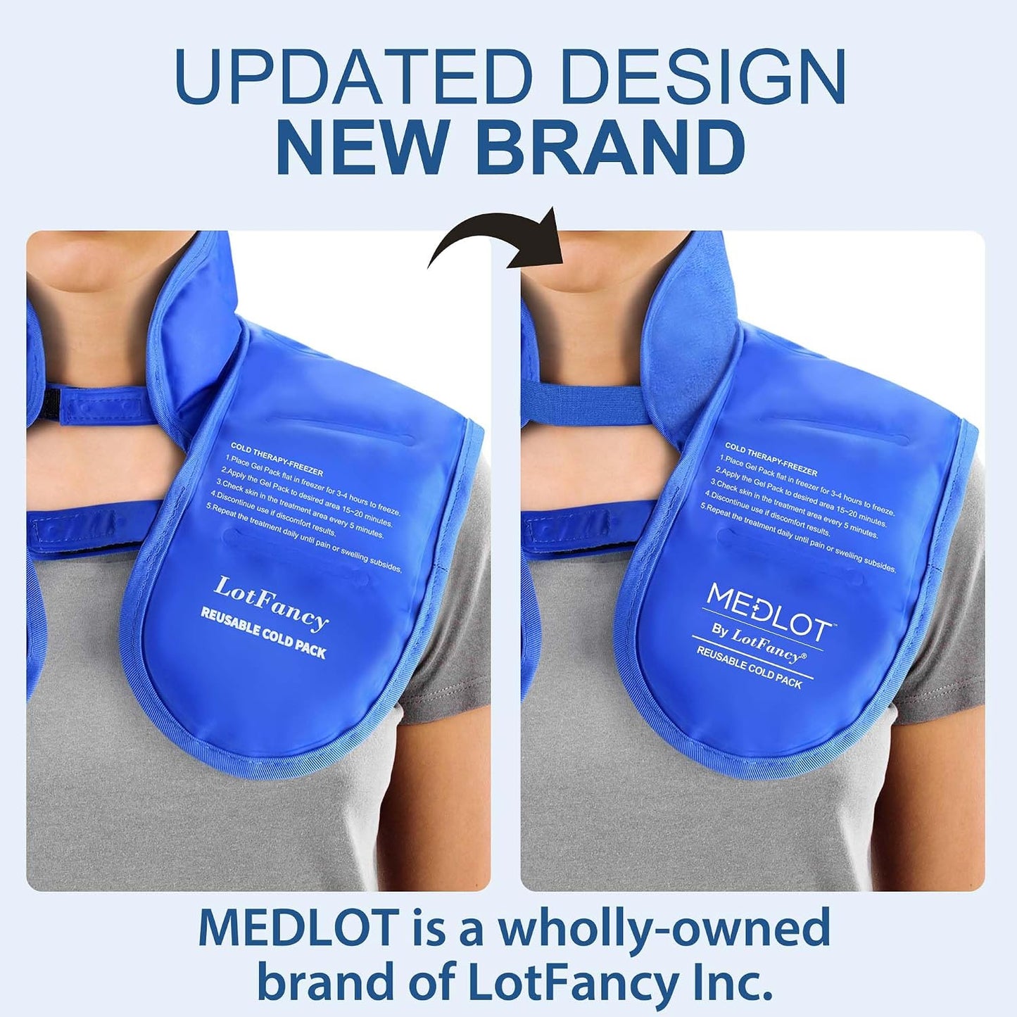 LotFancy Ice Pack for Neck Shoulder, Reusable Cold Neck Wrap for Pain Relief, Flexible Gel Pack with Adjustable Straps, Cold Compress Therapy for Injuries, Swelling, Strains, Sprains