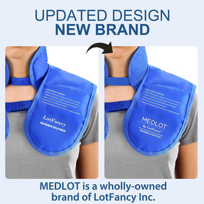 LotFancy Ice Pack for Neck Shoulder, Reusable Cold Neck Wrap for Pain Relief, Flexible Gel Pack with Adjustable Straps, Cold Compress Therapy for Injuries, Swelling, Strains, Sprains