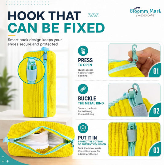 (2-Pack) Shoe Washing Machine Bag with 4 Shoe Trees, Sneaker Laundry Bags for Washer & Dryer, 360° Protective Mesh Shoe Cleaning Bag with Self-Locking Zipper and Safely Wash Shoes in Washing Machine.