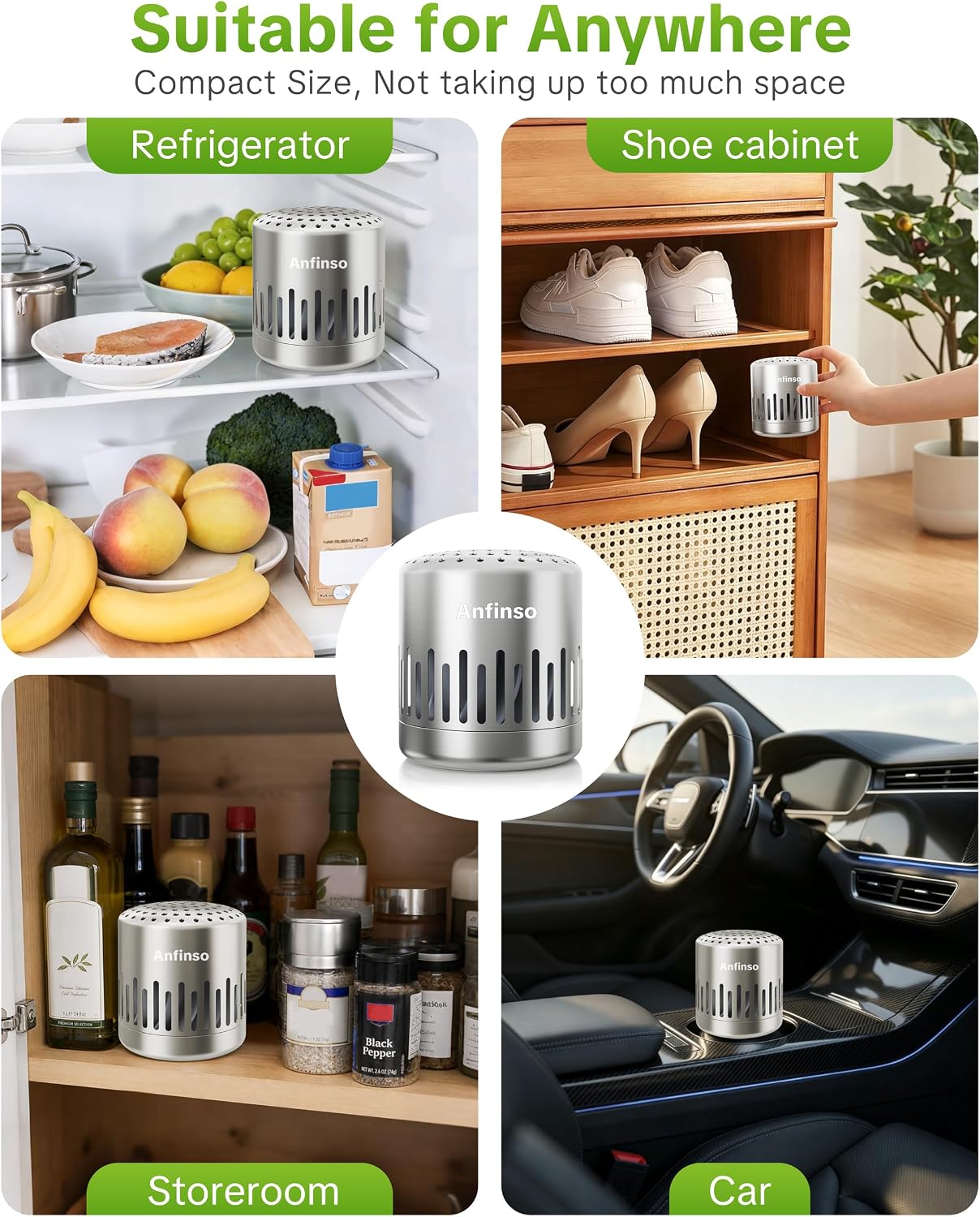 Refrigerator Deodorizer Fridge Odor Eliminator, Lasts for Years | Outperforms Baking Soda & Charcoal Air Purifiers Bags, Reusable Long Lasting Fridge Deodorizer