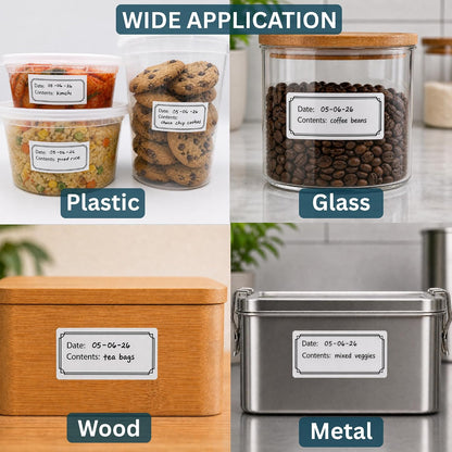 Pantry Labels for Containers, Waterproof Date & Contents Food Labels, 1" x 2" (25.4 x 50.8mm), 500/Roll, Writable