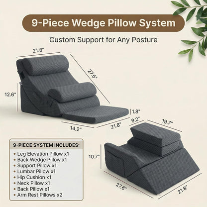 Axelrod Orthopedic Bed Wedge Pillow Set, Post Surgery Foam for Back, Neck and Leg Pain Relief Comfortable & Adjustable Ortho Pillows- Anti Snoring, Heartburn, Acid Reflux & GERD Sleeping Navy