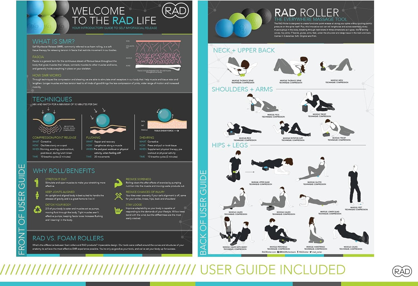RAD Roller Stiff Peanut Massage Ball - High Density Peanut Massager - Myofascial Release for Back, Feet, Neck, Psoas - Suboccipital Release Device, Thoracic Spine Roller Balls