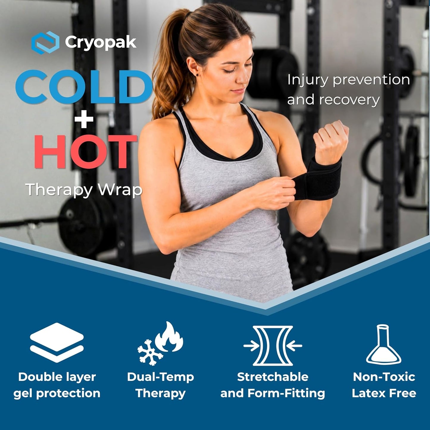 Cold and Hot Therapy Wrap, Black, Latex-Free, Non-Toxic, for Back, Abdomen, Hip, Sports Injury Prevention, Recovery (Back/Abdomen). kit Includes Flexible Gel Compress, Sleeve and Strap.