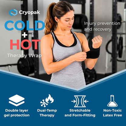 Cold and Hot Therapy Wrap, Black, Latex-Free, Non-Toxic, for Back, Abdomen, Hip, Sports Injury Prevention, Recovery (Back/Abdomen). kit Includes Flexible Gel Compress, Sleeve and Strap.