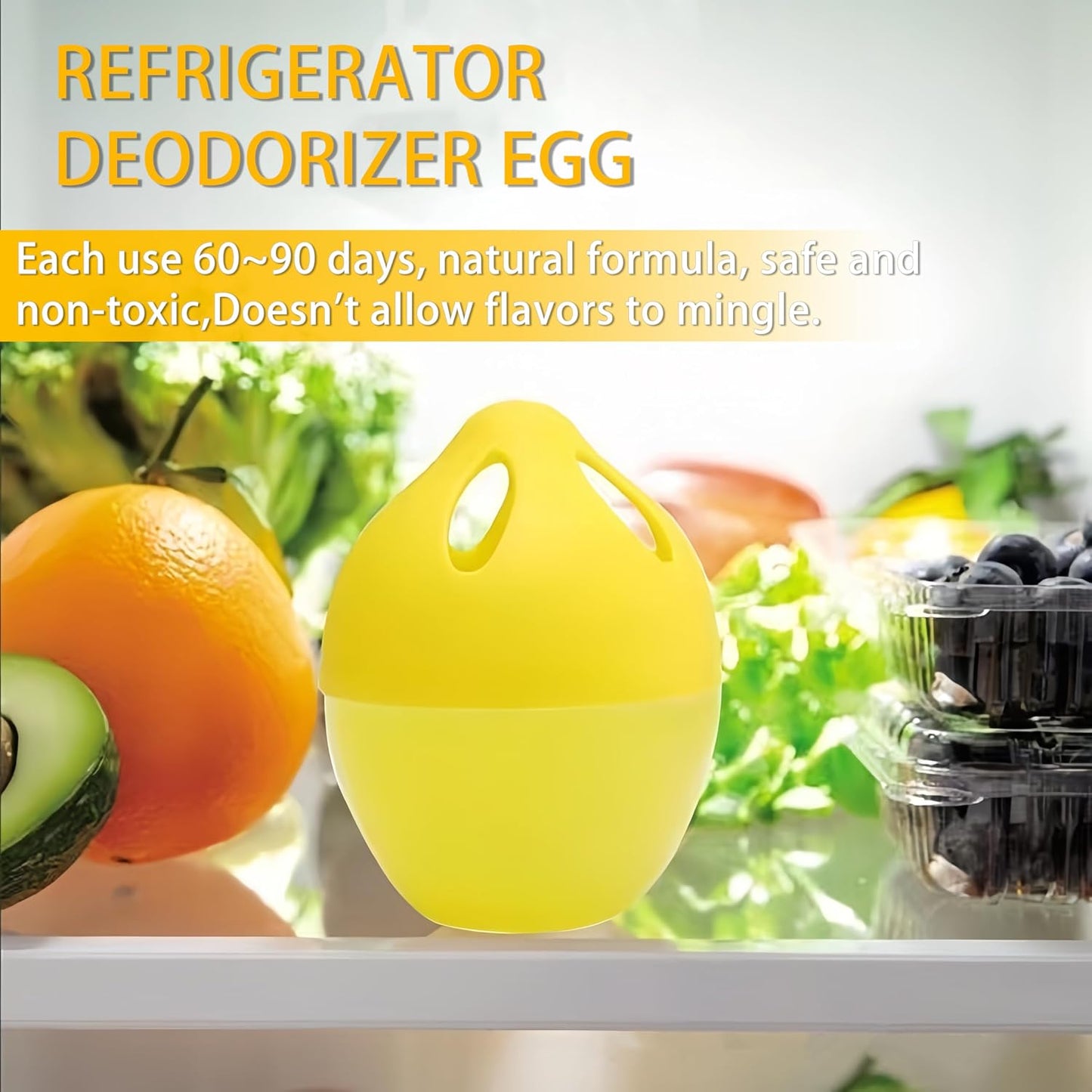 Refrigerator Deodorizer, More Effective Than Baking Soda(4Pcs/Lemon Flavor) | Removes stubborn fridge odors, food-grade raw materials with natural tea polyphenol extracts, 60–90 day lifespan
