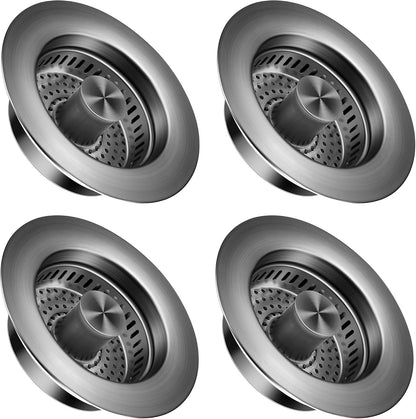 TGOSOMT Kitchen Sink Drain Strainer Stopper, Anti-Clog & Quick Drain | 3-IN-1 Design, Stainless Steel 304, Removable Strainer Basket, Corrosion & Scratch Resistant, Fits US Standard 3-1/2" Drain