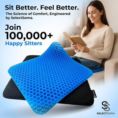 Gel Seat Cushion for Long Sitting, Pressure Relief for Tailbone and Back