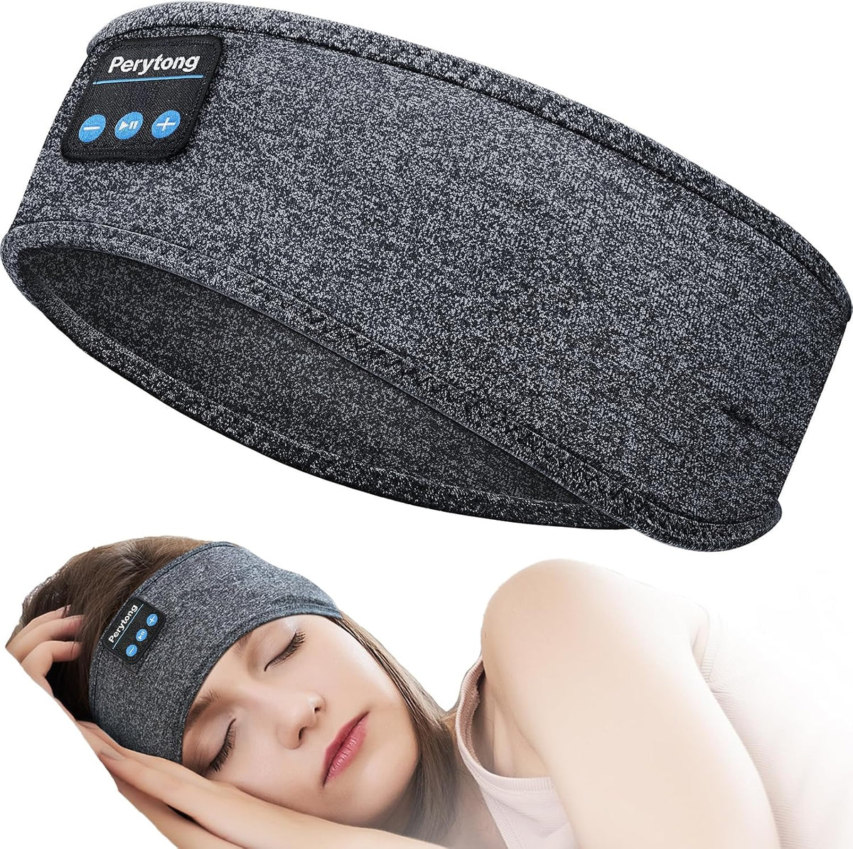 Perytong Sleep Headphones Wireless, Bluetooth Sports Headband Headphones with Ultra-Thin HD Stereo Speakers Perfect for Sleeping,Workout,Jogging,Yoga,Insomnia, Air Travel, Meditation (Grey)