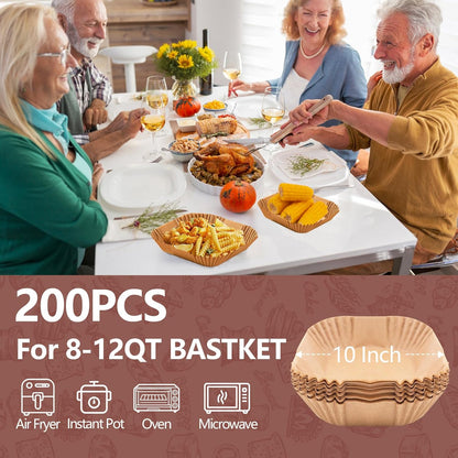 UBeesize 9 Inch Disposable Air Fryer Liners 200 Pack Square Parchment Liner