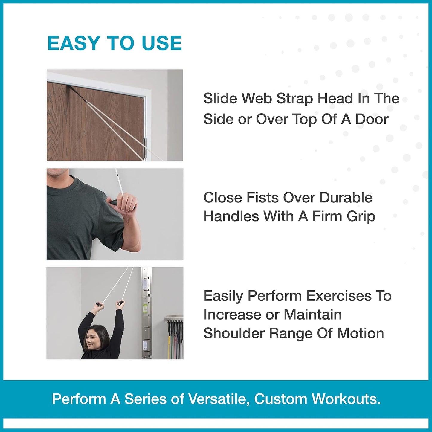HomeRanger Premium Shoulder Pulley System - Original Version, Model 240 - Ergonomic Handles and Web Strap for Secure Over-The-Door or Side Attachment - Easy Set-up, Range of Motion Exercise Device