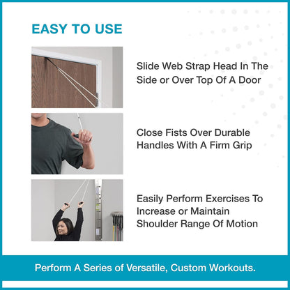 HomeRanger Premium Shoulder Pulley System - Original Version, Model 240 - Ergonomic Handles and Web Strap for Secure Over-The-Door or Side Attachment - Easy Set-up, Range of Motion Exercise Device