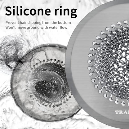 TRAPMATE Shower Drain Hair Catcher, 4.4" Anti-Clogging Bathtub Drain Cover | Easy Flip Cleaning, Traps Hair with Fast Drainage, Anti-Slip Drain Protector Fits Regular & Pop-up Drains (Patented Product)
