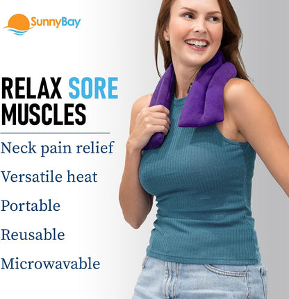SunnyBay Microwavable Heating Pad for Neck and Shoulder, Heated Neck Wrap, Microwave Heat Pad, Weighted Beanbag Moist Hot or Cold Compress, 2.2 lbs, 26x4 Inches, Buffalo