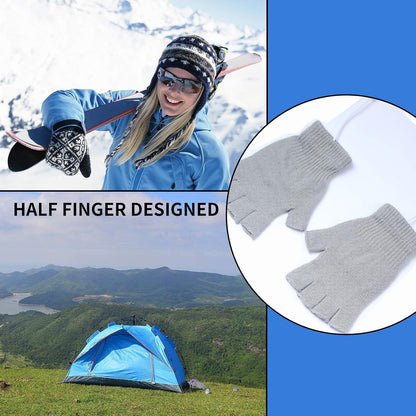 2 Pairs USB Heated Gloves for Men and Women, USB 2.0 Powered Stripes Heating Pattern Knitting Wool Design Winter Gift