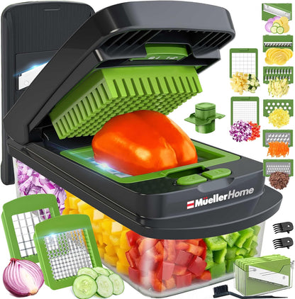 Mueller The Real Original Pro Vegetable Chopper & Mandoline Slicer, 10-in-1 | since 2013, 8 Blade Food Veggie Chopper, Onion Vegetable Cutter with Container, Kitchen Gadgets & Essentials