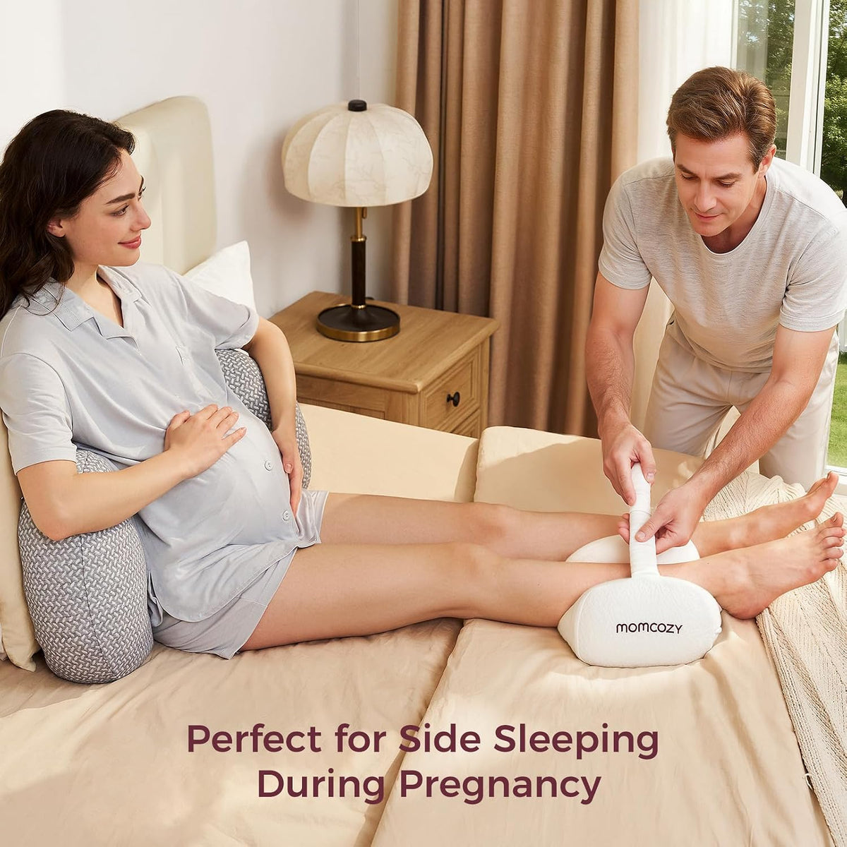 Momcozy Knee Pillow for Side Sleepers, Soft Memory Foam & Pinch-Free Design