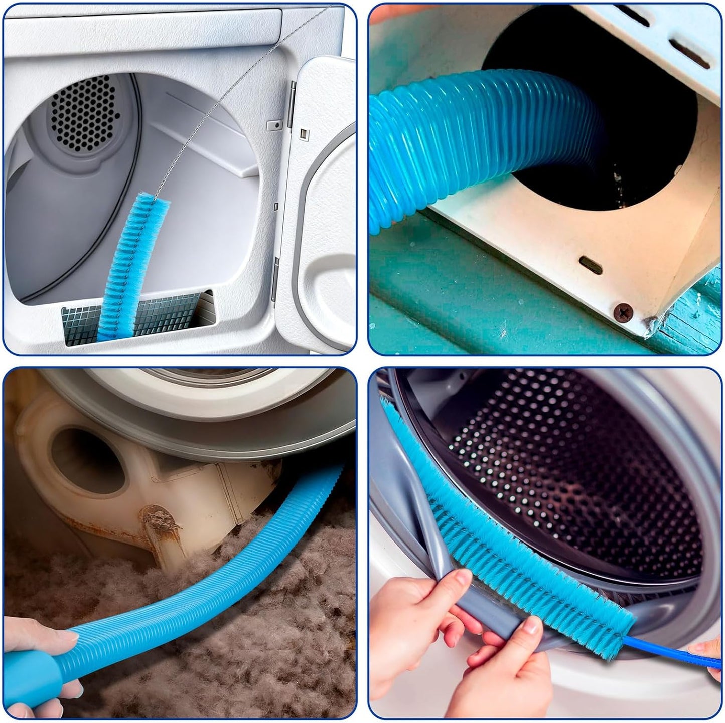 Dryer Vent Cleaner Kit,4 Pieces Dryer Lint Cleaner Vacuum Attachment & Brush Tool–Dryer Vent Cleaning Kit for Front Load,Dryer Lint Trap Cleaner with Hose,Dryer Vent Cleaner for Lint Removal (Black)