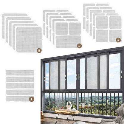Black Window Screen Repair Kit, 16 Pcs 4 Sizes High-Strength Adhesive Fiberglass Screen Patches for Mesh Door and Window Repair (Black)