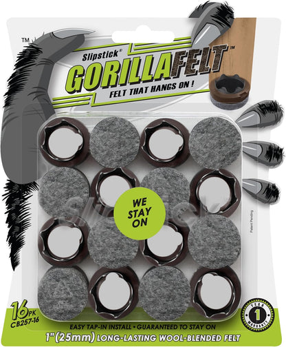 Slipstick Gorilla Felt Furniture Pads (189 Piece Variety Pack) Premium Furniture Pads & Chair Leg Floor Protectors for Hardwood Floors & Hard Surfaces