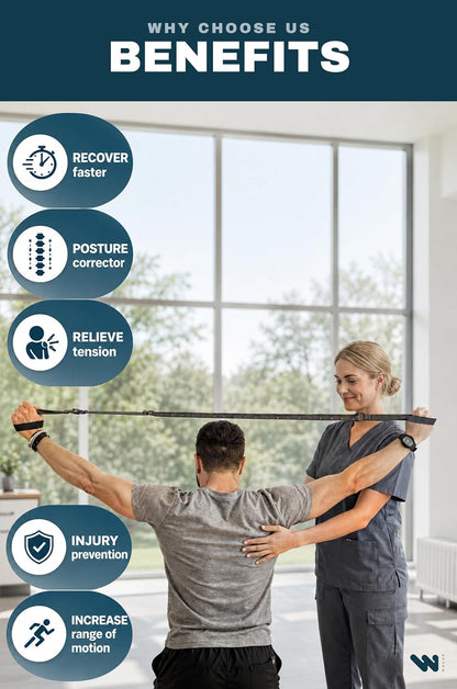 WALUE™ Posture Correction & Shoulder Exerciser – Non-Elastic Stretch Strap for Exercise, Yoga, Flexibility & Physical Therapy