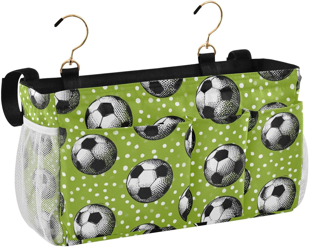 Bedside Caddy Hanging Bunk Bed Caddy Bed Organizer Hanging Pocket with 2 Hooks Bedside Storage Organizer Pocket Bag Holder Checkered Light Green - Colors B