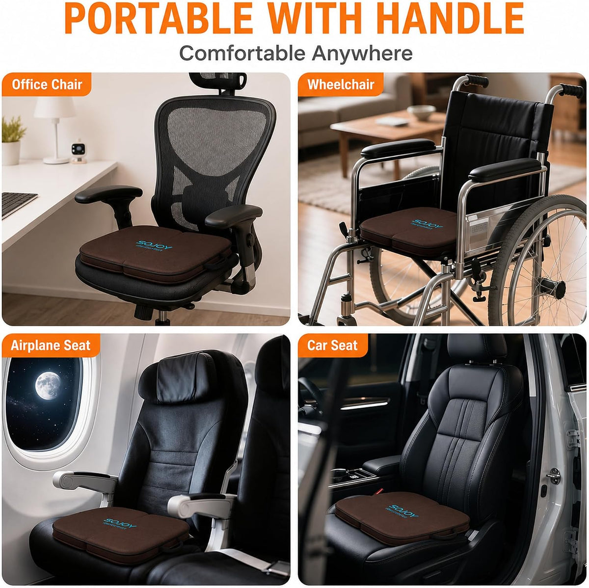 Sojoy iGelComfort 3 in 1 Foldable Gel Seat Cushion Featured with Memory Foam (A Must-Have Travel Cushion! Smart, Easy Travel Cushion) (Size: 18.5“ x 15" x 2")