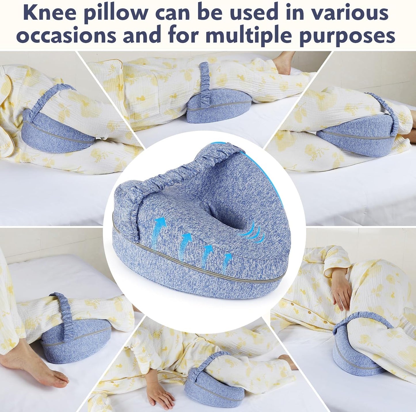 Revoget Alignment Pillow for Side Sleepers, Relieve Leg Pain & Sciatica 2026 New Knee Pillow for Side Sleepers, Hips Buttocks Back Sciatica Relief Pillow with Adjustable Strap (Star Blue)