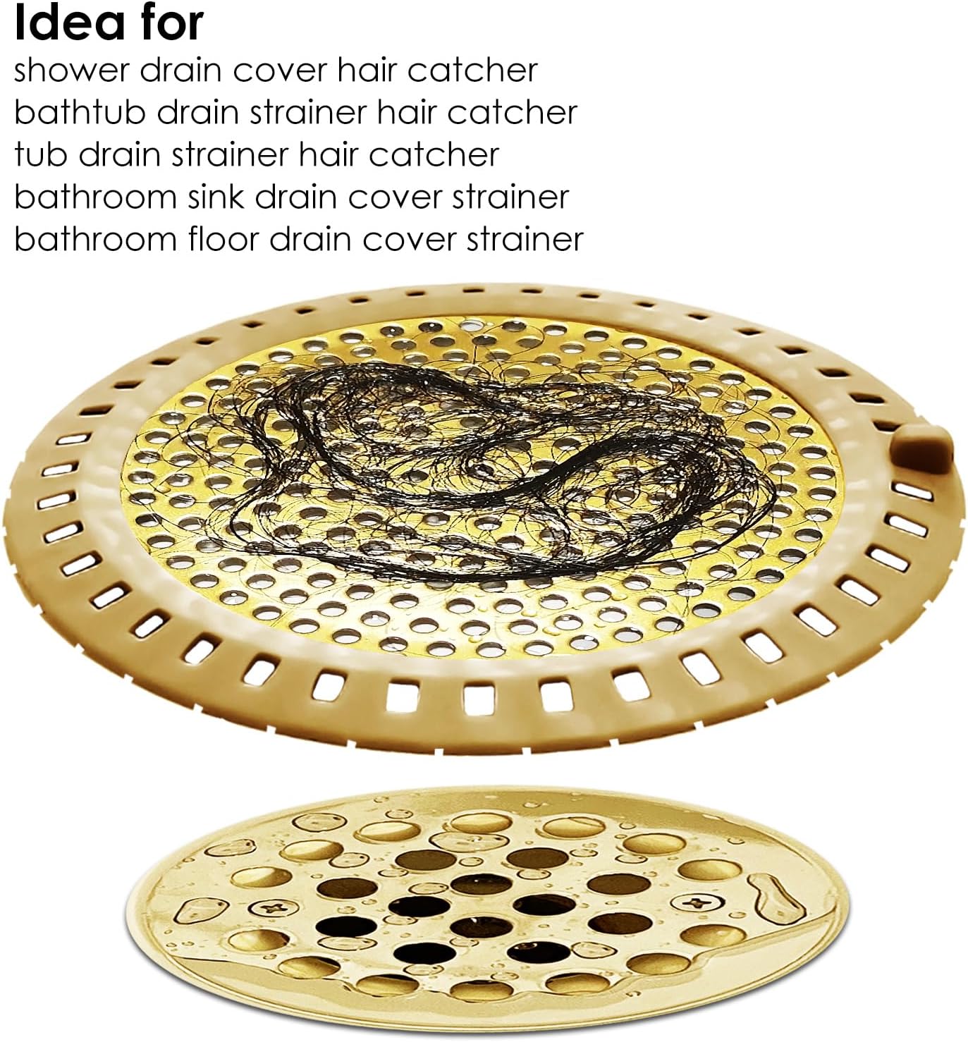 Seatery 2PCS Shower Drain Hair Catcher, Shower Drain Strainer, Stainless Steel with Silicone Edging, 4.75 Inch Diameter