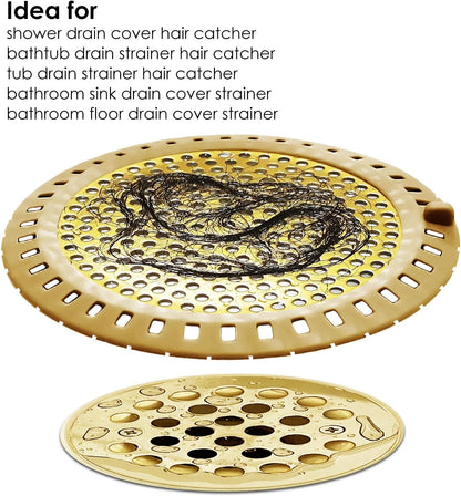 Seatery 2PCS Shower Drain Hair Catcher, Shower Drain Strainer, Stainless Steel with Silicone Edging, 4.75 Inch Diameter