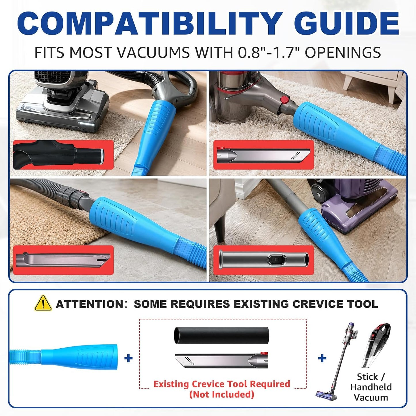 Sealegend Dryer Vent Cleaner Kit with Vacuum Hose Attachment & Brush Blue | Fits Most Vacuums, Loosens Stubborn Lint & Removes Hidden Dust, for Dryer Vents, Refrigerator Coils & Narrow Gaps